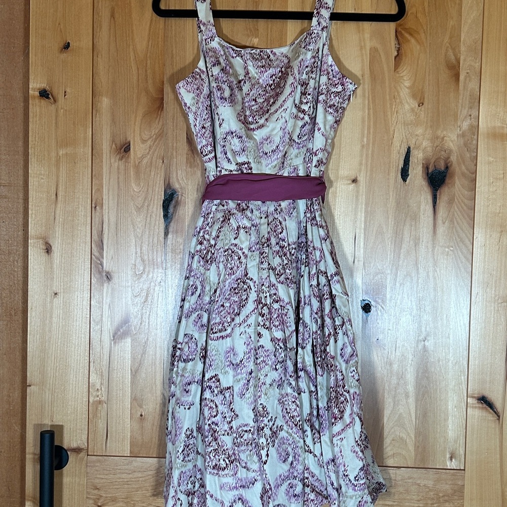 LOFT Midi Dress with Purple and Cream
